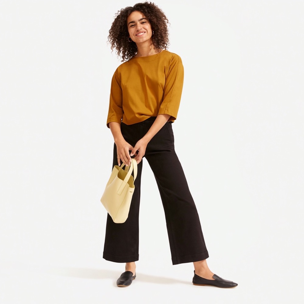 Everlane wide leg crop pants, black size 8